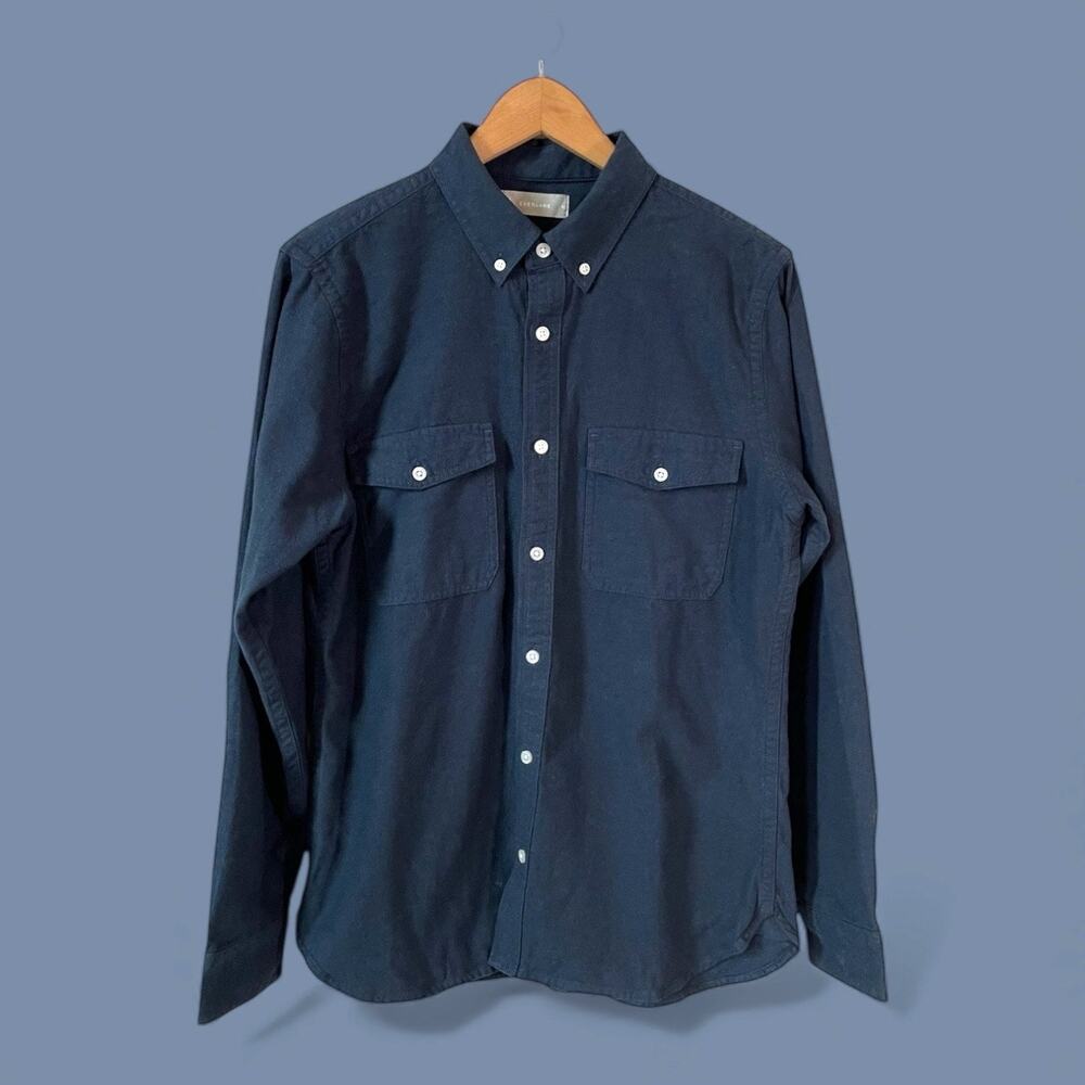 EVERLANE New Mens Flannel Pocket Button Down Shirt Long Sleeve Blue M Classic